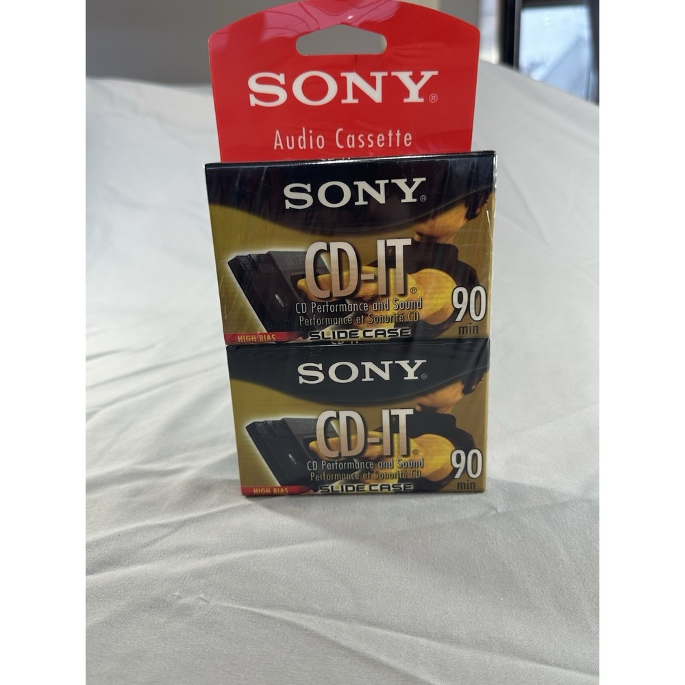 Vintage Sony CD-IT II 90 Min High Bass‎ Audio Cassettes Type 2 New Sealed 2 Pack